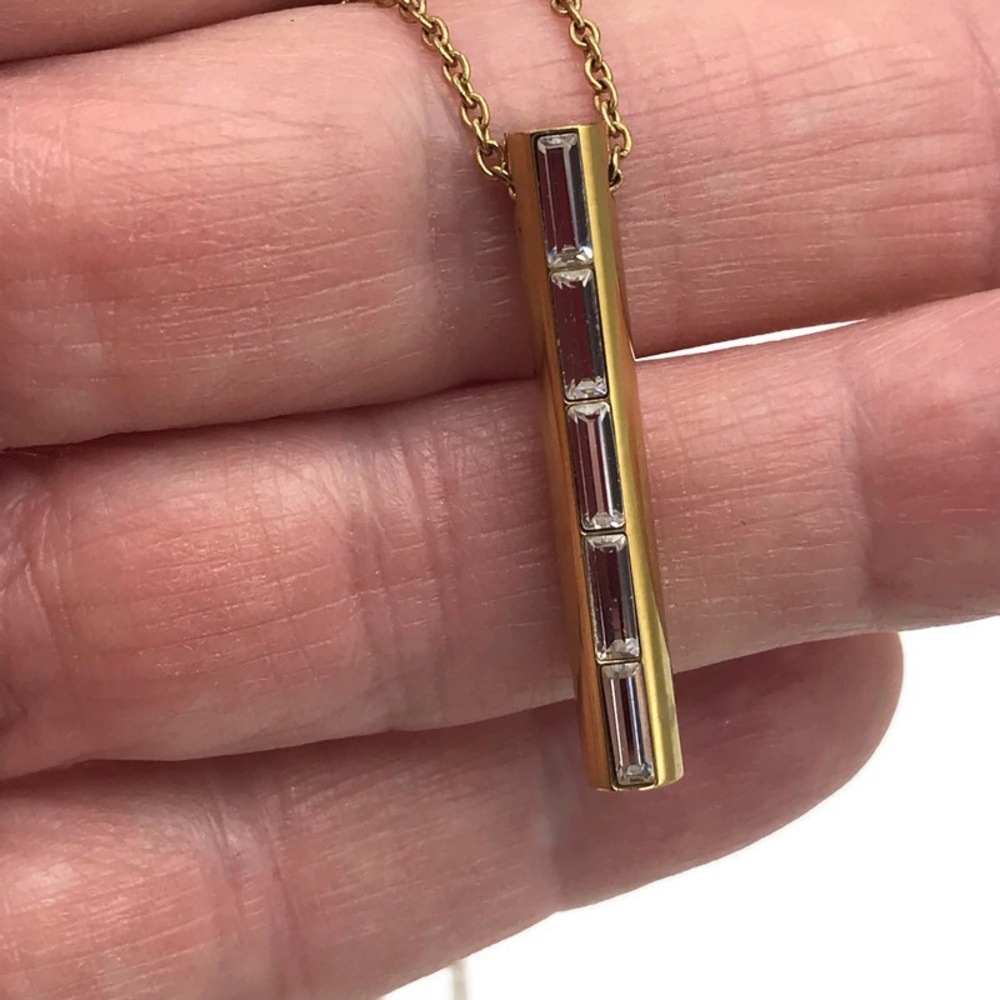 Michael Kors Black Tie Affair Gold-Tone Crystal Barrel Pendant Necklace - Picture 9 of 9